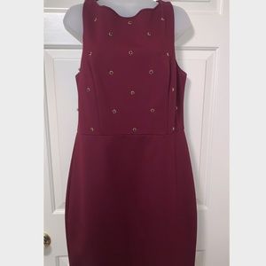 Embellished Burgundy Pencil Dress